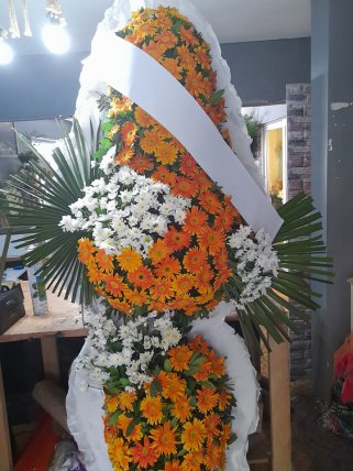 İkili Turuncu Beyaz Çelenk, İzmir Çiçekçi