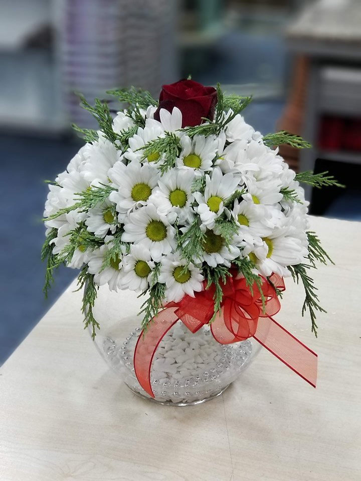 Fanusta Papatya ve Gül - İzmir Çiçek Siparişi