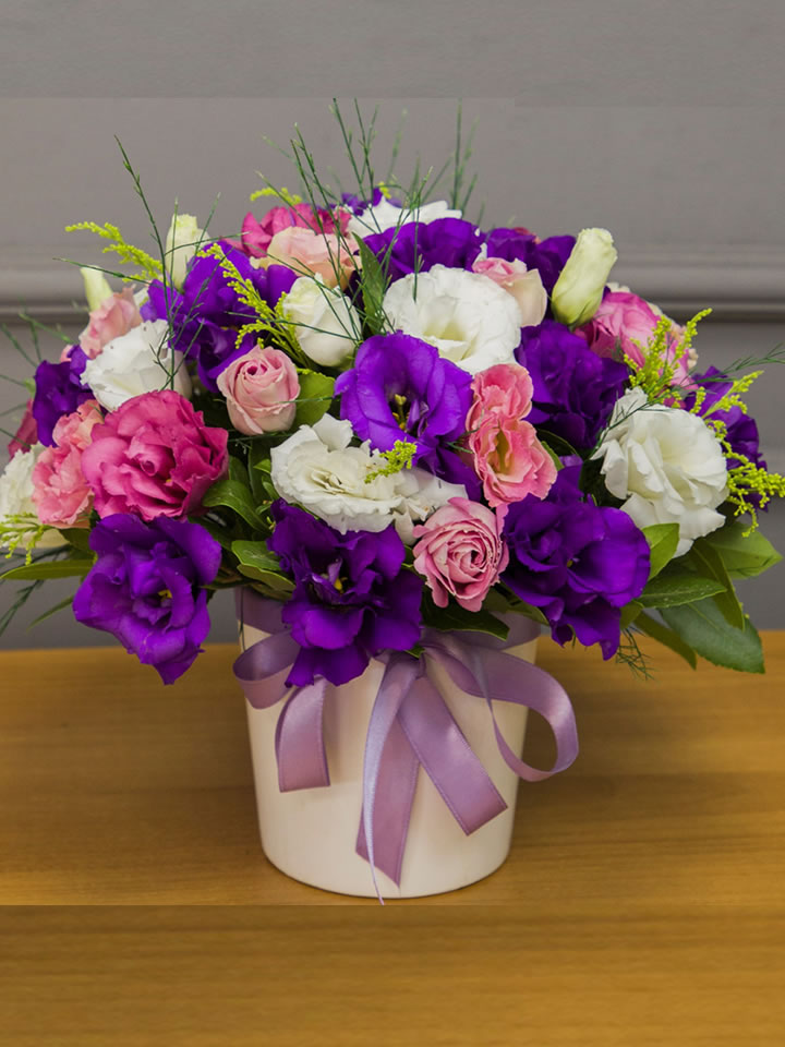 Seramikte Renkli Lusiantuslar - İzmir Karşıyaka Çiçekçi