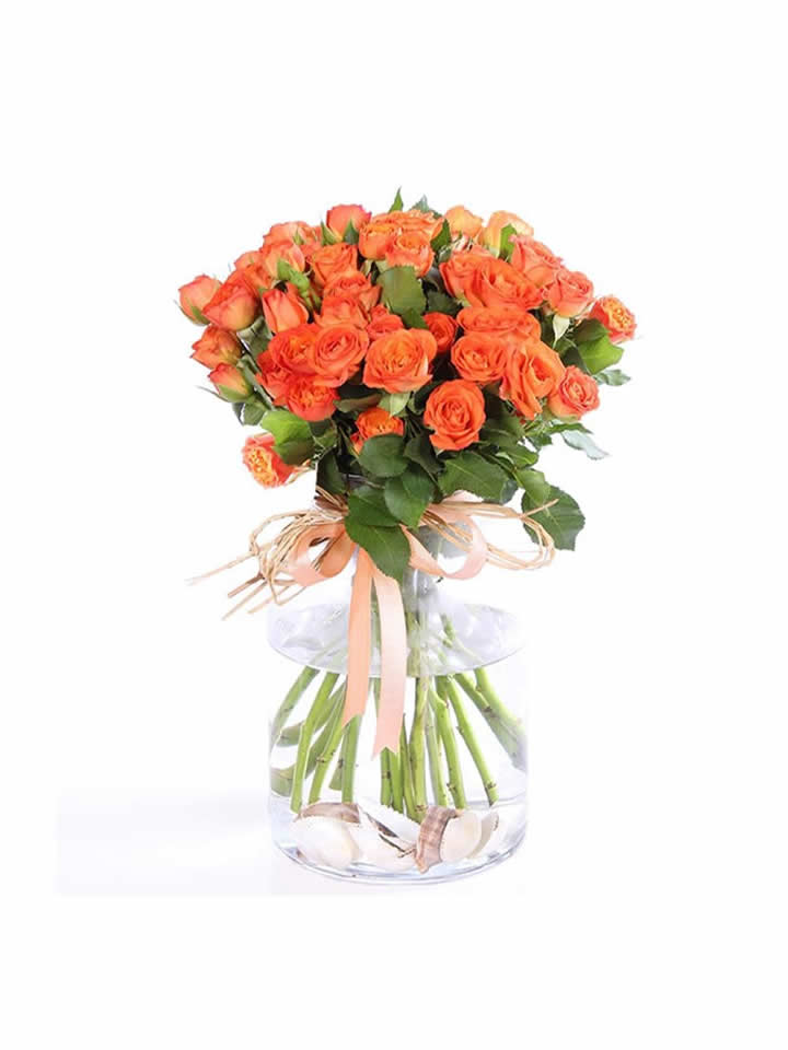 Vazoda Turuncu Güller, İzmir çiçekçi