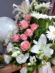 Çiçekçi - Pembe Beyaz Çiçekli Aranjman